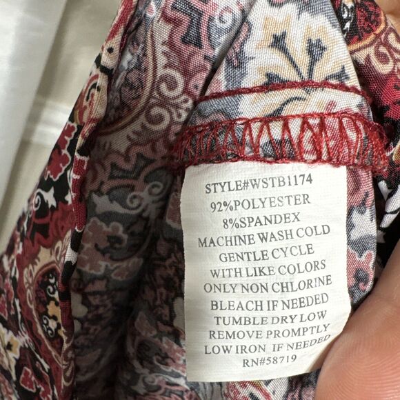 Vintage 70s Button Up Blouse Notations Womens Print Long Sleeve Size 1X - Picture 10 of 11